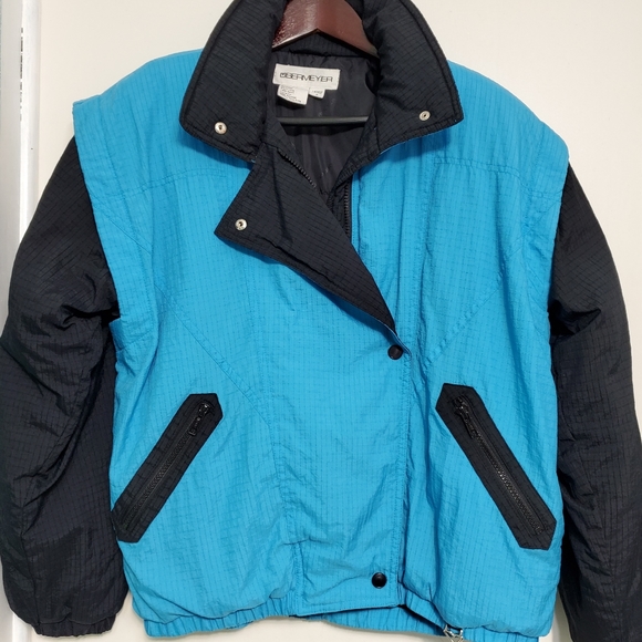Vintage Obermeyer Women’s Retro 80’s 90’s Teal-Black Winter Jacket - Picture 1 of 15